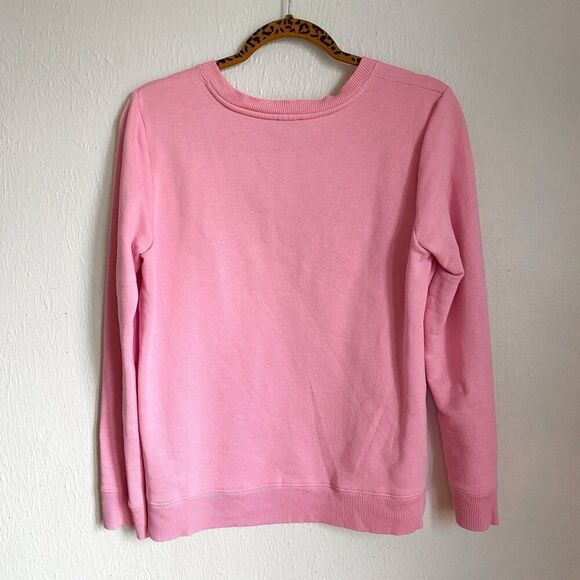 Talbots Bonjour Pink Cotton Sweatshirt Women's Small Terry Embroidered French - Picture 8 of 8